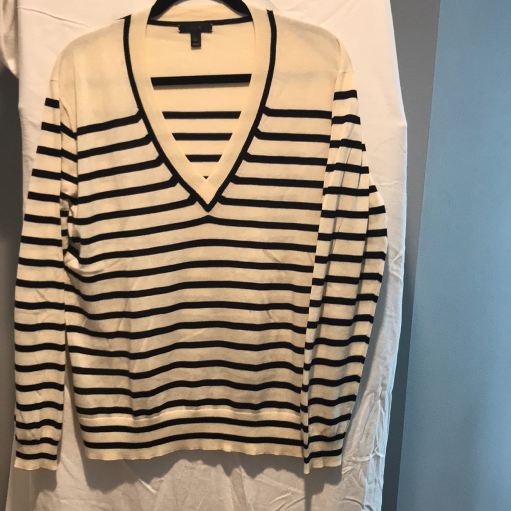J.Crew V Neck Striped Sweater